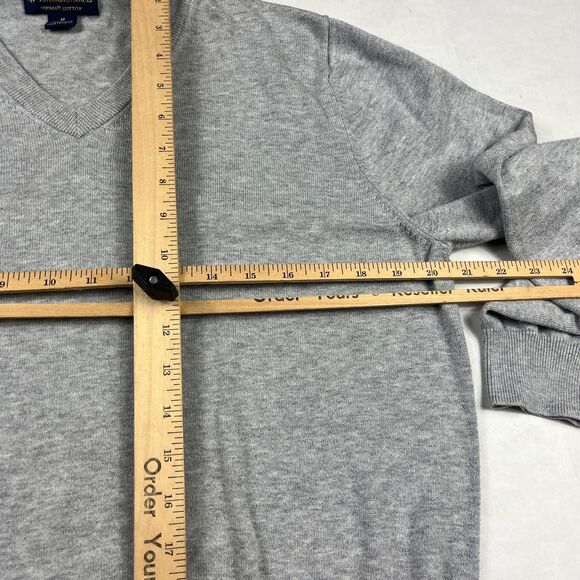 Brooks Brothers Mens Cotton V-Neck Sweater Gray Classic Comfort Work Casual M - Picture 7 of 11